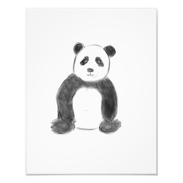 Impression Photo Croquis de panda en noir et blanc (Devant)