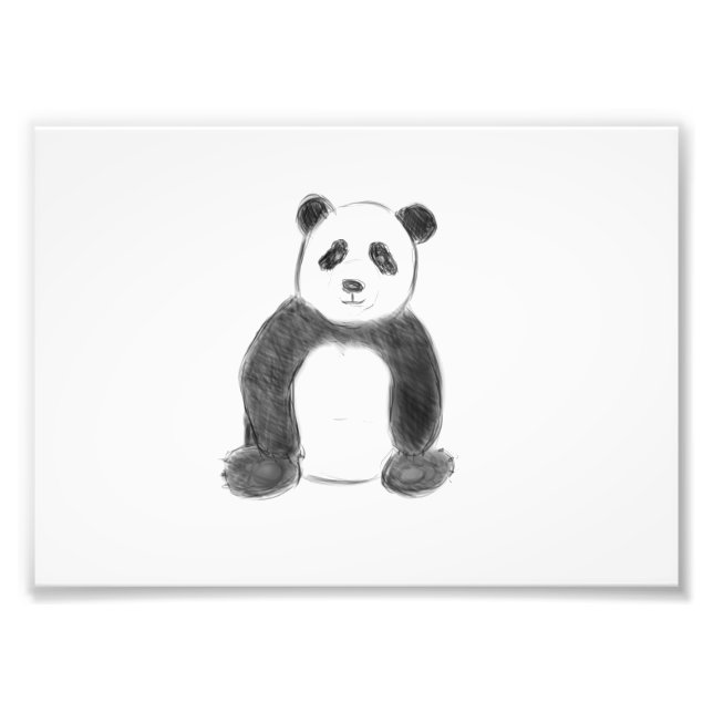 Impression Photo Croquis de panda en noir et blanc (Devant)