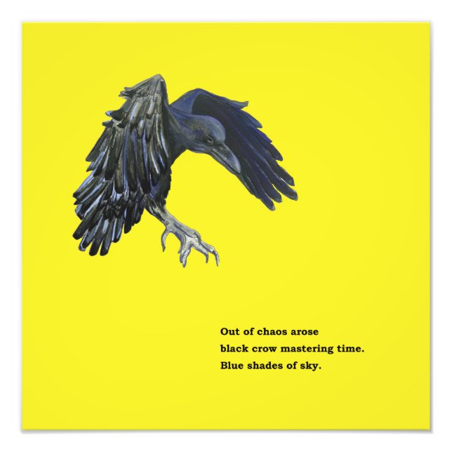 Impression Photo Crow noir et Haiku (Devant)