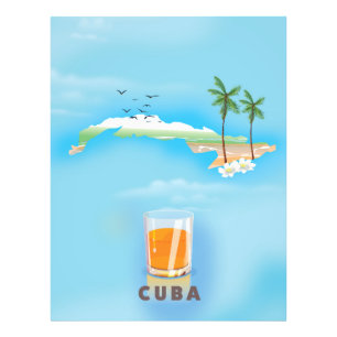 Impression Photo Cuba Carte illustrée affiche de voyage