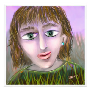 Impression Photo Curiosité Émeraude ~ Portrait Féminin Moderne sur