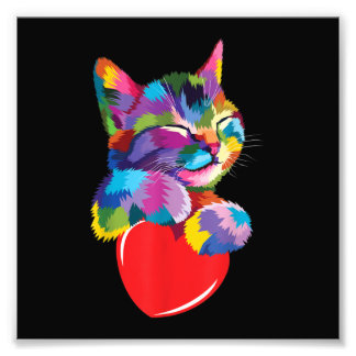 Impression Photo Cute Cat Gift for Kitten Lovers Colorful Art Kitty