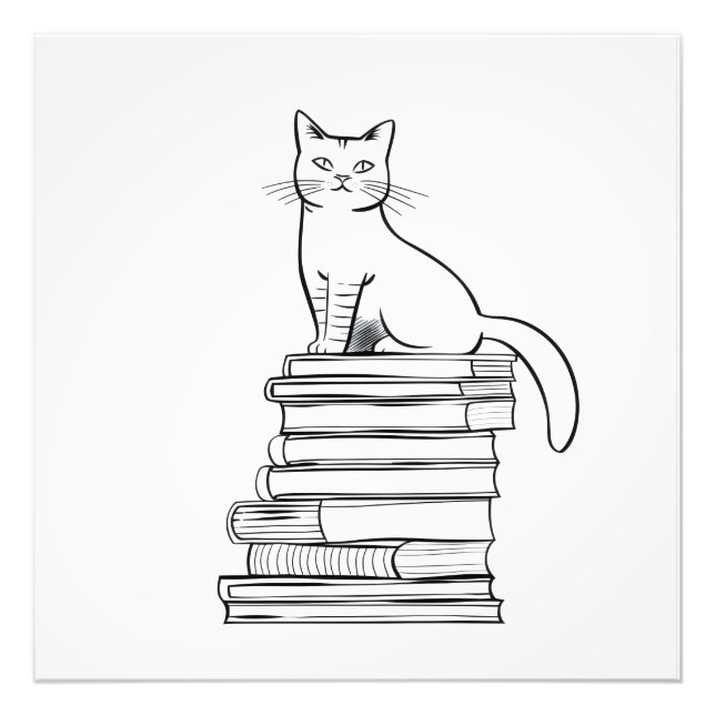 Impression Photo Cute chat sur livres (Devant)