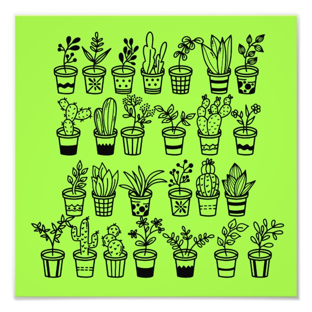 Impression Photo Cute Doodle Plants in Pots  (Devant)