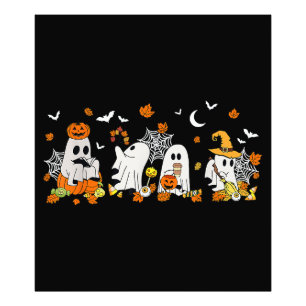 Impression Photo Cute Ghost Boire Café Halloween Fall Ghost Bo