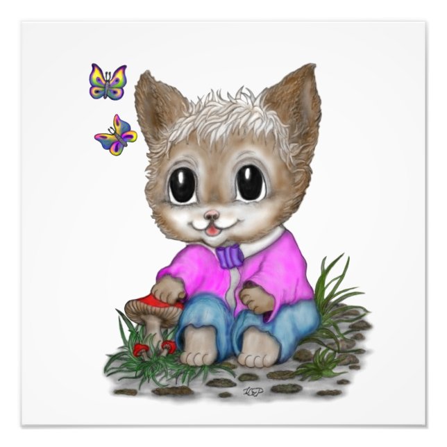 Impression Photo Cute Kitty Chat et Papillon (Devant)