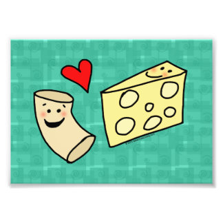 Impression Photo Cute Macaroni aime Fromage Art Imprimer