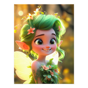 Impression Photo Cute Pixie Elf aux cheveux verts