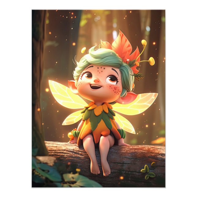 Impression Photo Cute Pixie Elf dans les bois (Devant)