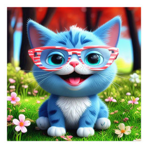 Impression Photo Cute souriant bleu Kitten-556655