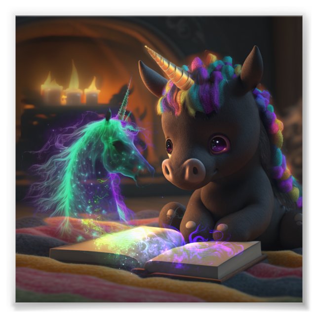 Impression Photo Cute Unicorn lire un livre T-Shirt (Devant)