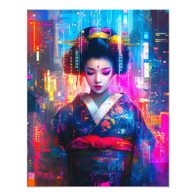 Impression Photo Cyber Geisha, une fusion de tradition et de techno (Devant)