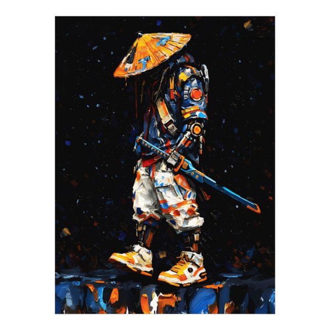Impression Photo Cyber Ninja Palette Knife Neon Orange Impasto (Devant)
