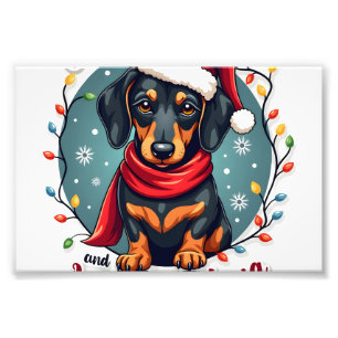 Impression Photo Dachshund Père Noël sur la liste des vilains Dachs