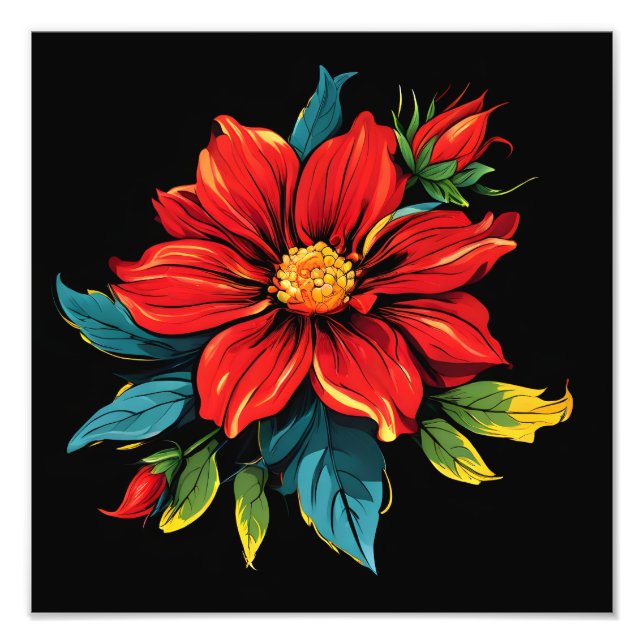 Impression Photo Dahlia rouge vibre (Devant)