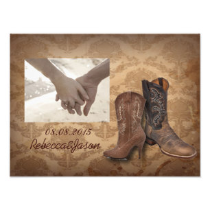 Impression Photo damassé rustique Western Cowboy mariage