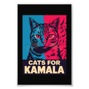 Impression Photo Dame sans enfants et amatrice de chats vote Kamala