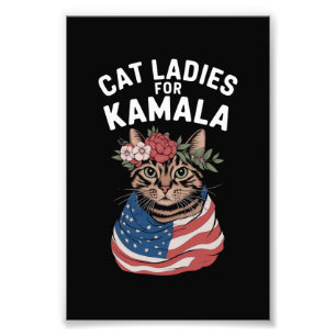 Impression Photo Dames aux Chats Pour l'Élection de Kamala Cat Lady