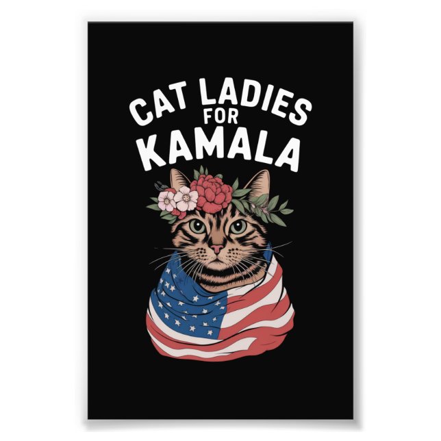 Impression Photo Dames aux Chats Pour l'Élection de Kamala Cat Lady (Devant)