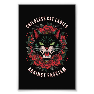 Impression Photo Dames chats sans enfants contre le fascisme 