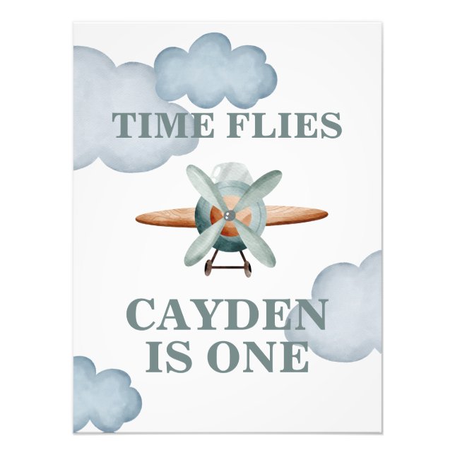 Impression photo d'anniversaire d'avion Time Flies (Devant)