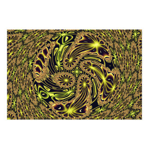 Impression Photo Danse abstraite heureuse Art fractal néon or