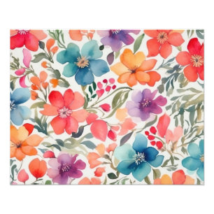 Impression Photo Danse florale aquarelle vibrante sur fond blanc cr