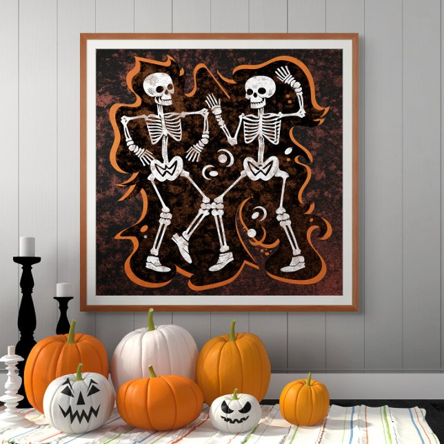 Impression Photo Danser Skeletons Drôle Halloween Maison hantée (Poster available in multiple sizes.)