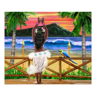 Impression Photo Danseuse de hula du coucher de soleil hawaïen