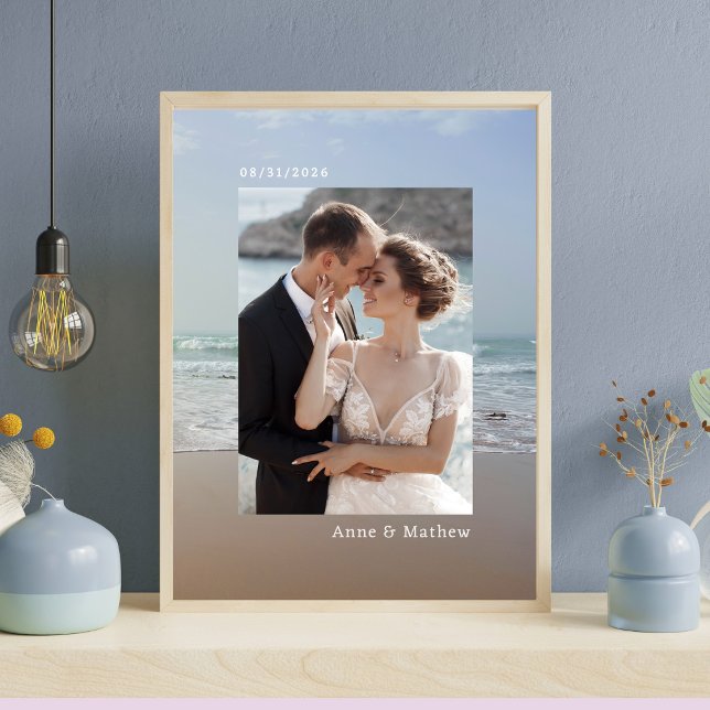 Impression photo de date de mariage simple & nom d (Styled digital mock-up, for inspirational purposes only.)