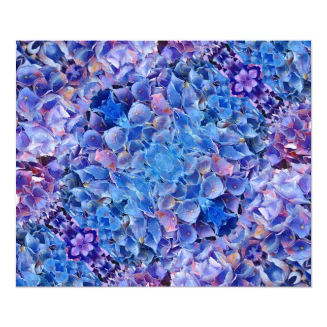 Impression photo de fleurs d'hortensias bleus (Devant)