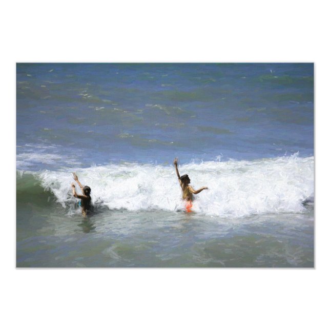 Impression photo de jeu dans les vagues (Devant)