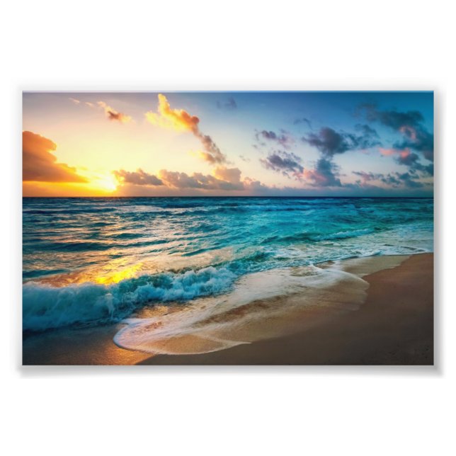 Impression photo de la plage au coucher du soleil (Devant)