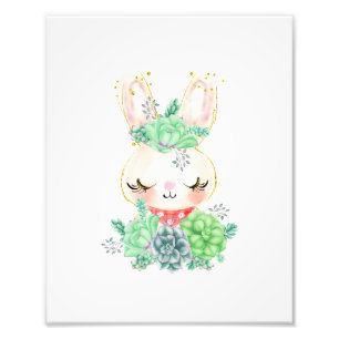 Impression photo de lapin à l'aquarelle avec succu