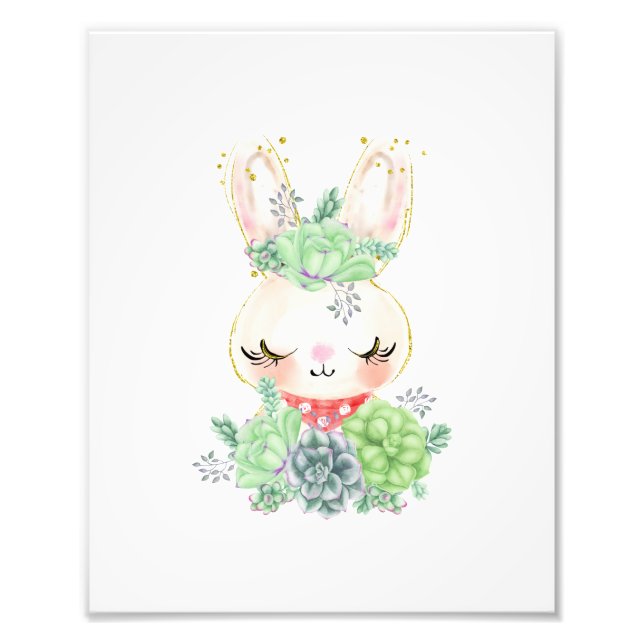 Impression photo de lapin à l'aquarelle avec succu (Devant)
