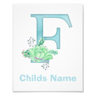 Impression photo de lettre F aquarelle personnalis