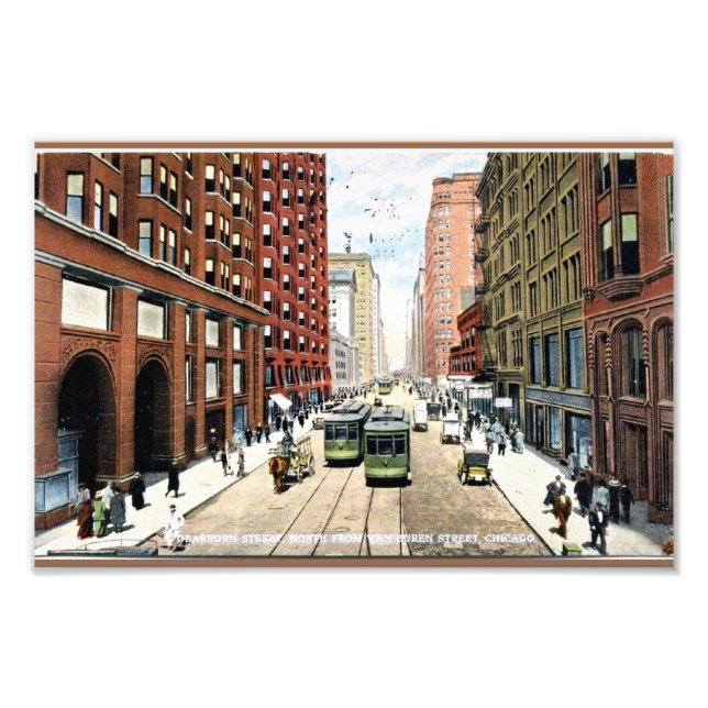 Impression Photo Dearborn Street, Chicago, Illinois 1911 (Devant)