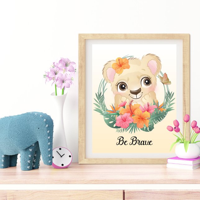 Impression Photo Déco murale de nurserie animale courageuse (Be Brave Animal Nursery Wall Art)
