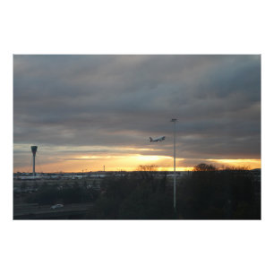 Impression Photo Décollage d'Heathrow au coucher du soleil