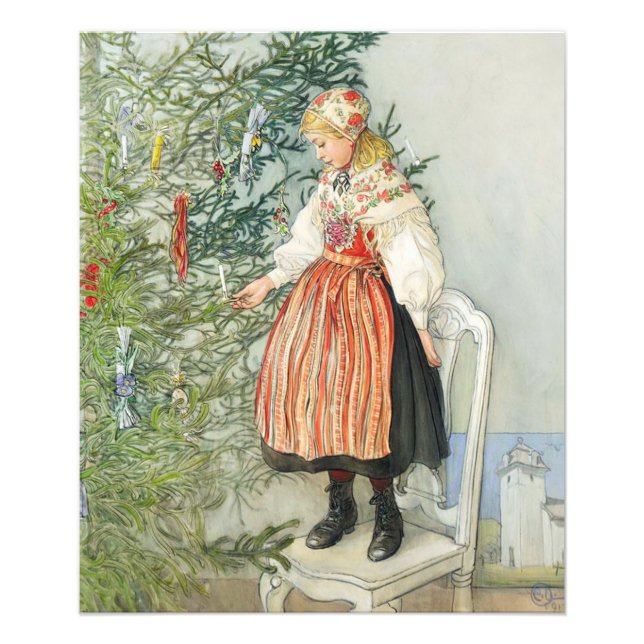 Impression Photo Décorer l'arbre de Noël - Carl Larsson (Devant)