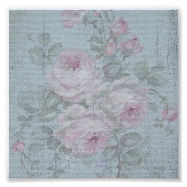 Impression Photo Découpage, gris turquoise, floral, shabby chic, co (Devant)