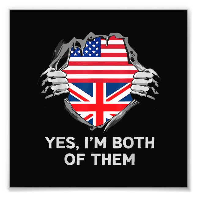 Impression Photo Demi-Américain Moitié Anglais USA Angleterre Drape (Devant)