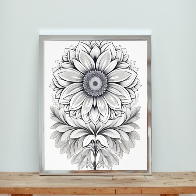 Impression Photo Design floral noir et blanc élégant (Créateur téléchargé)