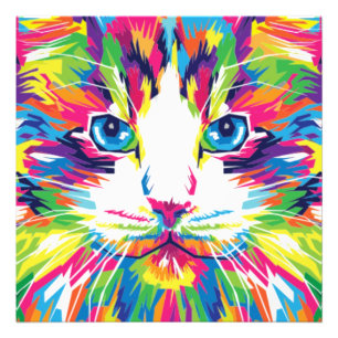 Impression Photo Design Géométrique Prismatique Visage de Chat-3245