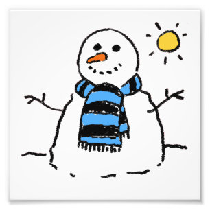 Impression Photo Dessin animé de bonhomme de neige
