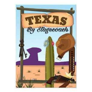 Impression Photo dessin animé de vacances de cow-boy du Texas
