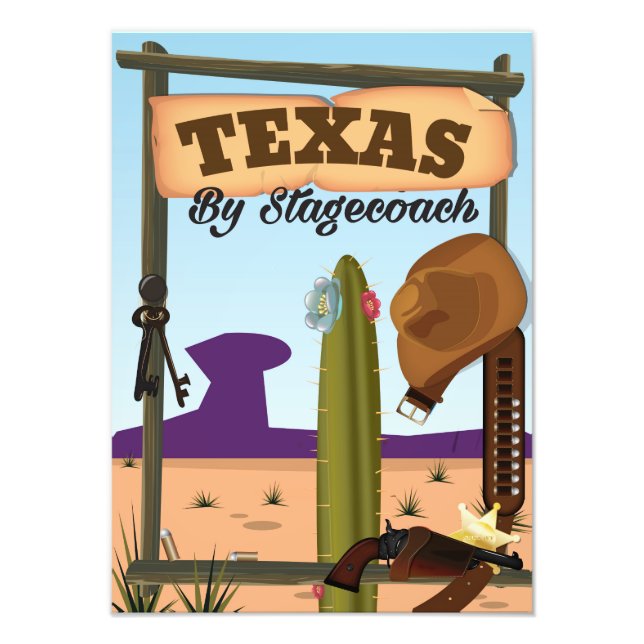 Impression Photo dessin animé de vacances de cow-boy du Texas (Devant)