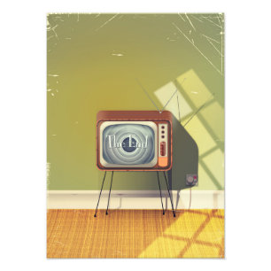 Impression Photo Dessin animé vintage à la télévision