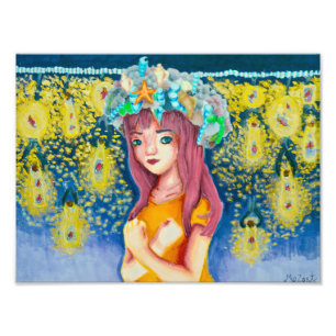 Impression Photo Dessin copique de Mystic Firefly Beach