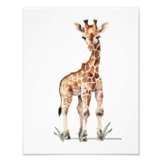 Impression Photo dessin de girafe aquarelle